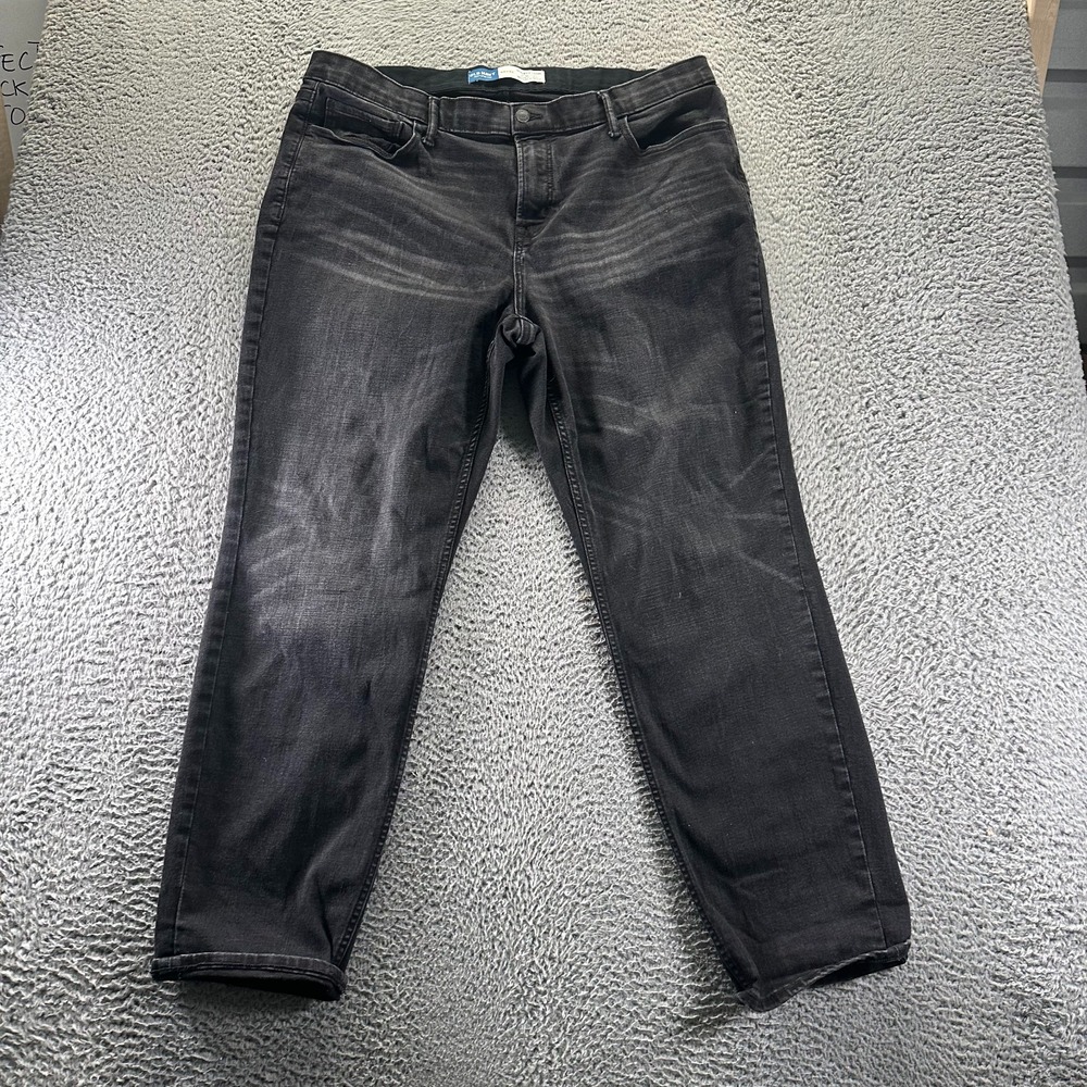Old Navy 360 Jeans Mens 40x32 Black Cotton Denim Tapered Athletic Stretch Fadedj